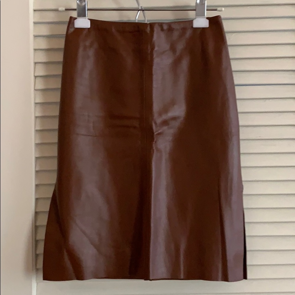 Identify Brown Leather Pencil Skirt